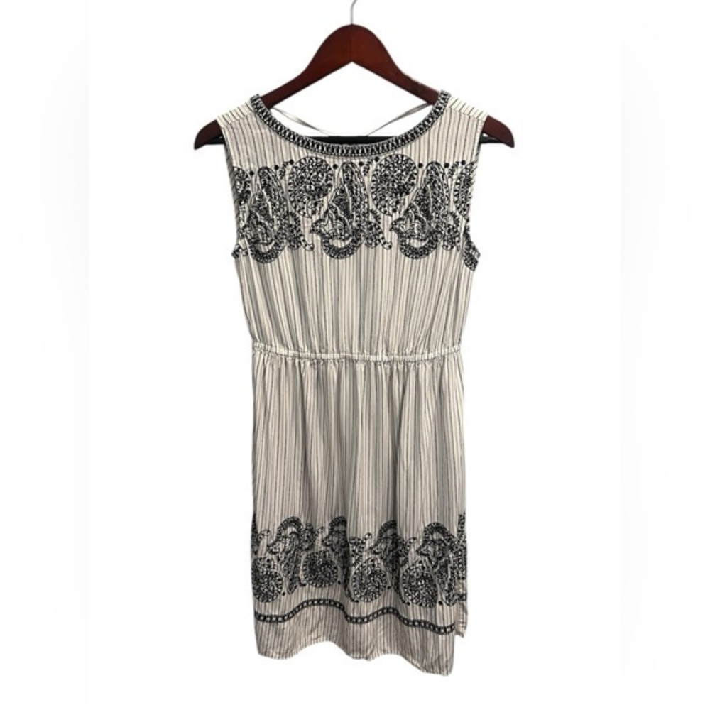 Loft Embroidered Black and White Sleeveless Dress Size SP